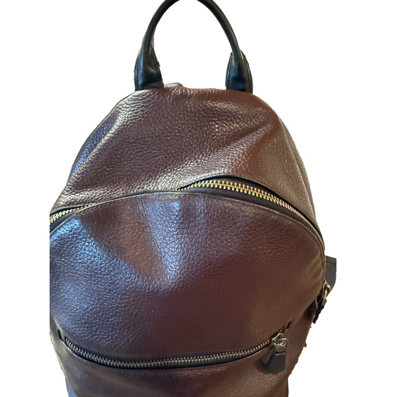 Coach West slim Leather Backpack Brown, embossed logo, laptop business travel main image 7